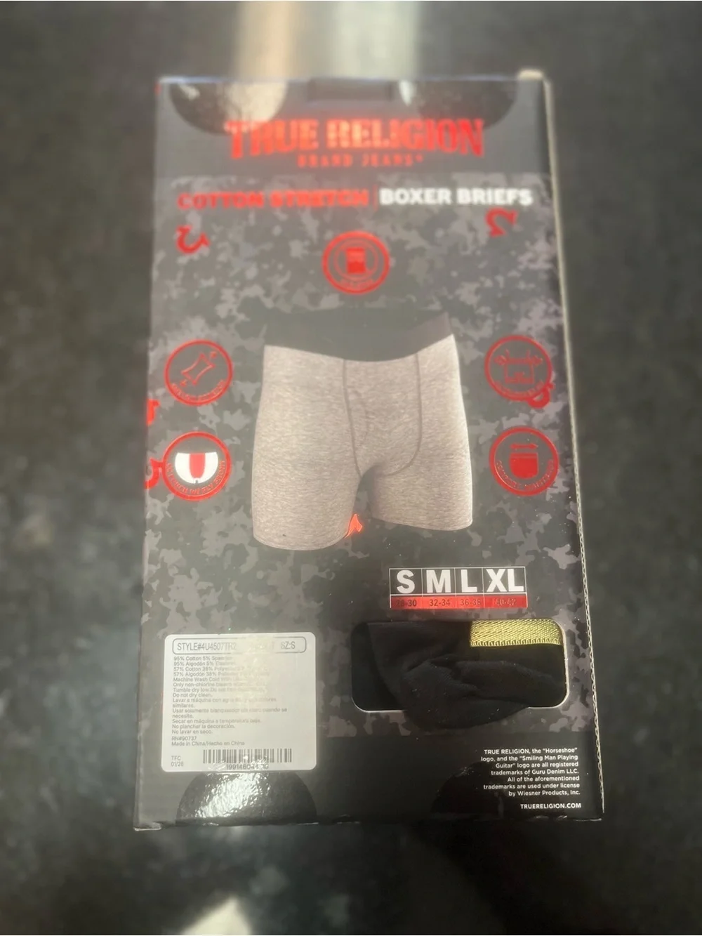 Sz small 4 Pck True Religion Men’s Boxer Briefs — blk gold Waistbands